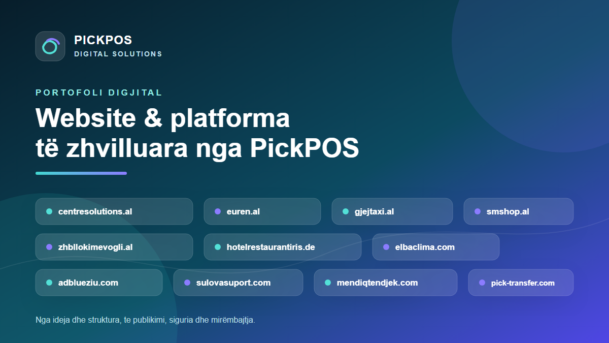 Website dhe platforma të zhvilluara nga PickPOS